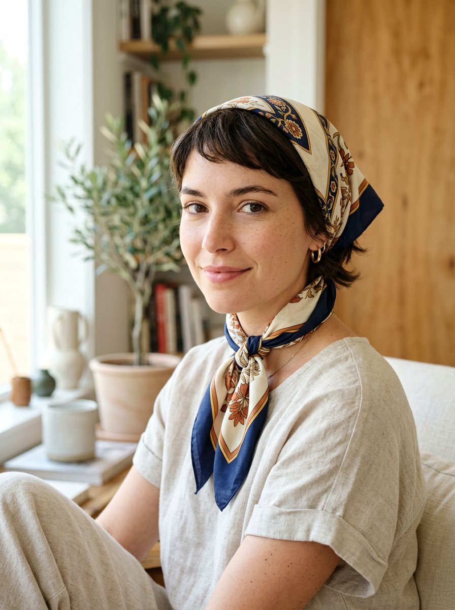 Scarf Wrapped Short Bob - 20 quick hairstyle for short bob women - 20 quick hairstyle for short bob women