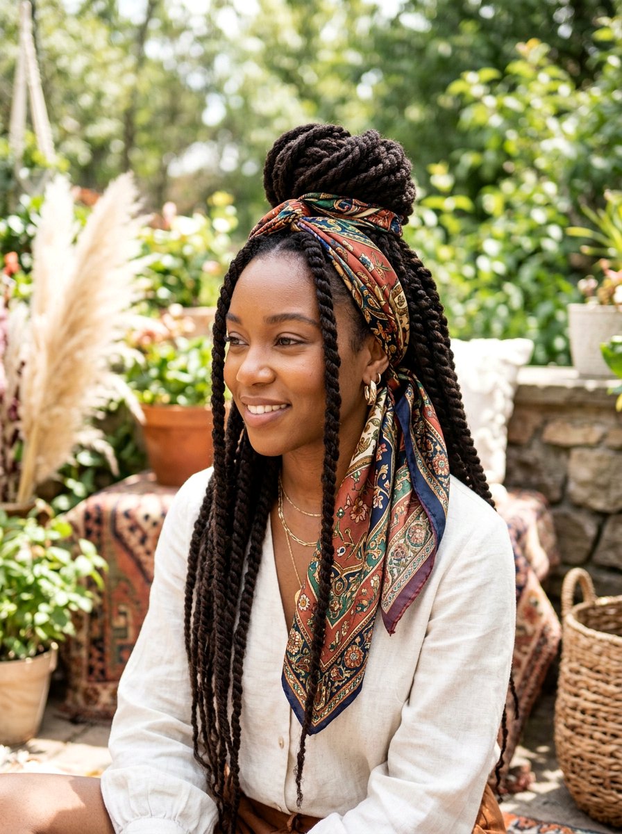 Scarf Wrapped Twists - 20 overnight twists for wavy hair - 20 overnight twists for wavy hair