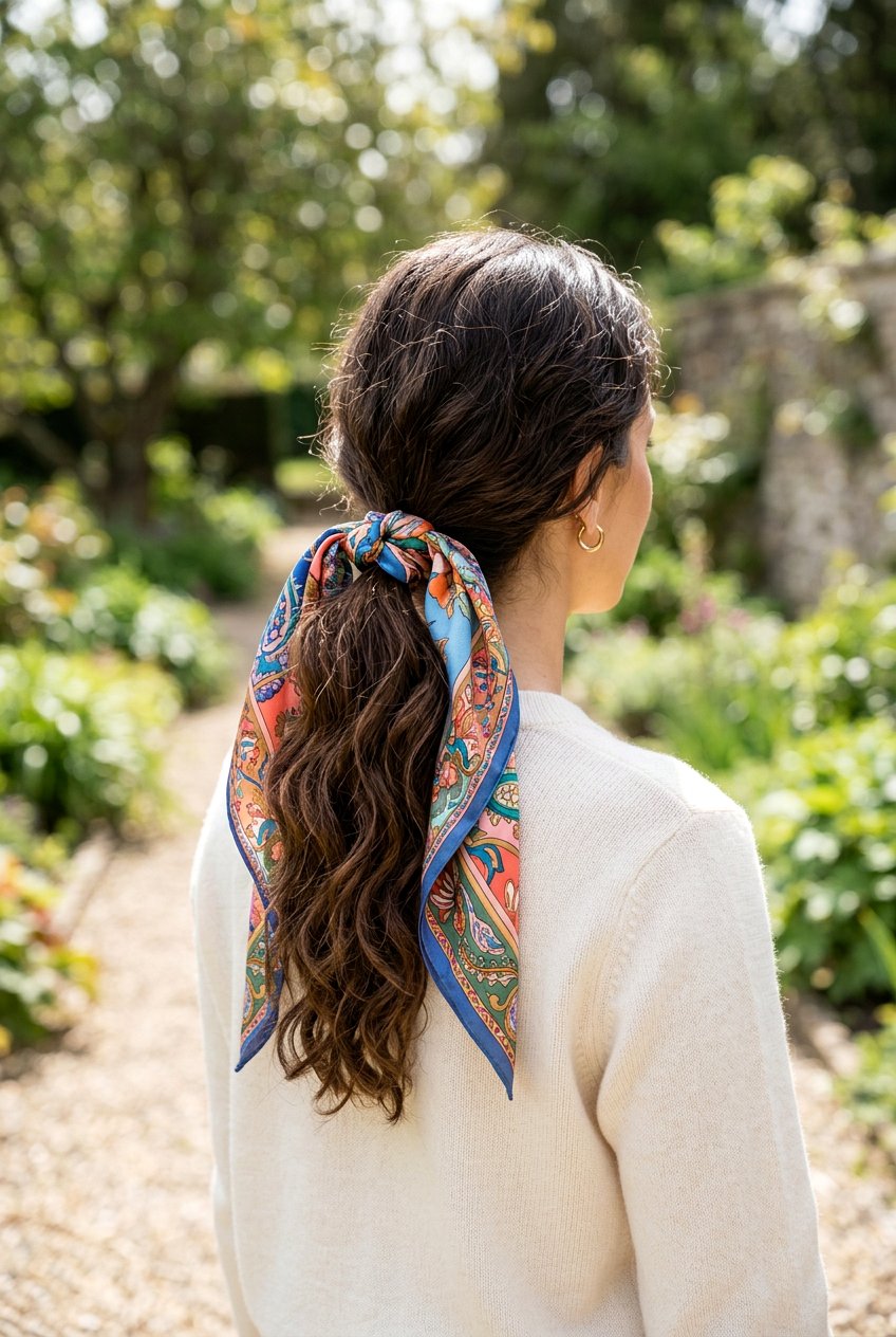 Scarf ponytail - 20 picture day hairstyles - 20 picture day hairstyles