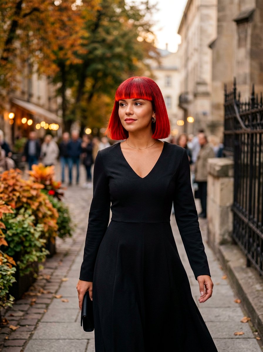 Scarlet Red Blunt Bob - 20 red bob hair color ideas - 20 red bob hair color ideas