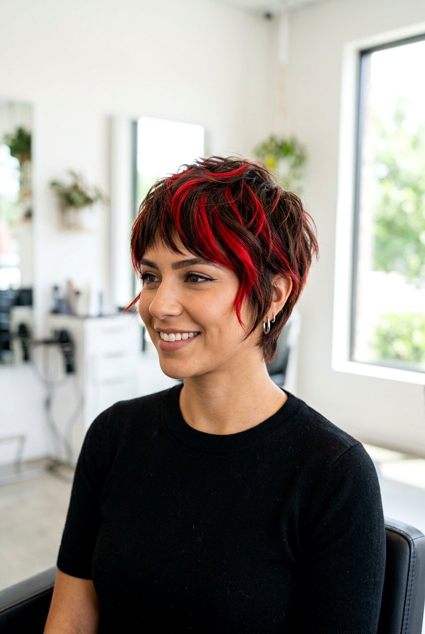 Scarlet Red Highlights Dark Brown Hair - 20 red highlights on dark brown hair - 20 red highlights on dark brown hair