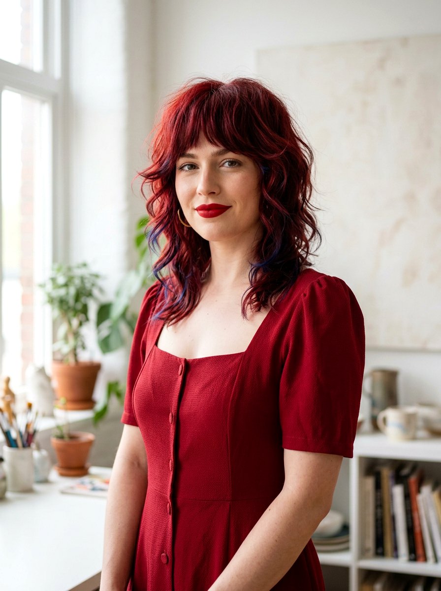 Scarlet Wolf Cut - 20 red wolf cut color ideas - 20 red wolf cut color ideas