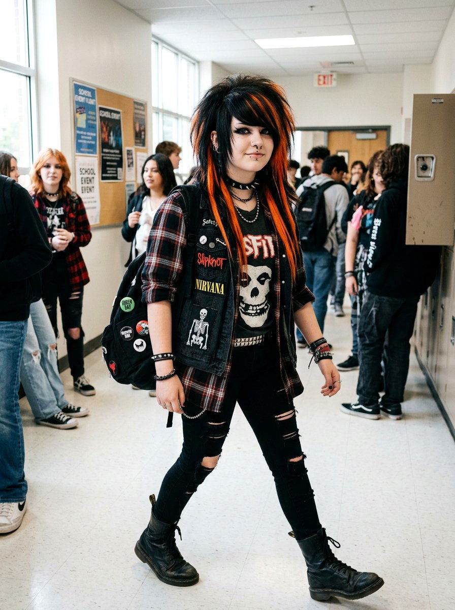 Scene Hair With Chunky Highlights - 20 scene haircut for teenage girls - 20 scene haircut for teenage girls