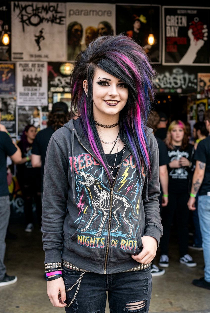 Scene Hair With Deep Side Part - 20 scene layered haircut for girls - 20 scene layered haircut for girls