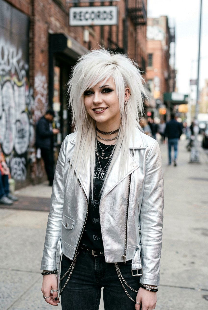 Scene Hair With Platinum Blonde Layers - 20 scene layered haircut for girls - 20 scene layered haircut for girls