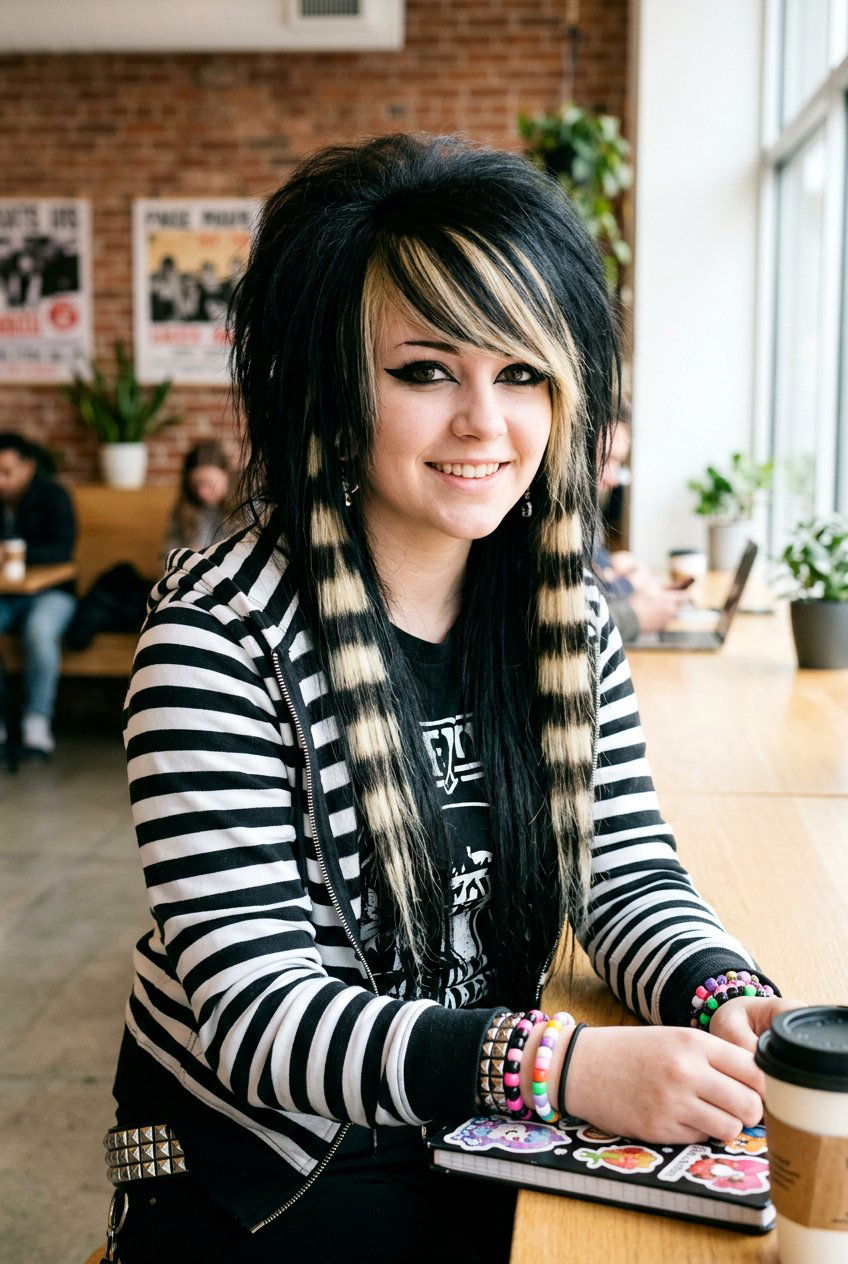 Scene Hair With Raccoon Tail Extensions - 20 scene layered haircut for girls - 20 scene layered haircut for girls