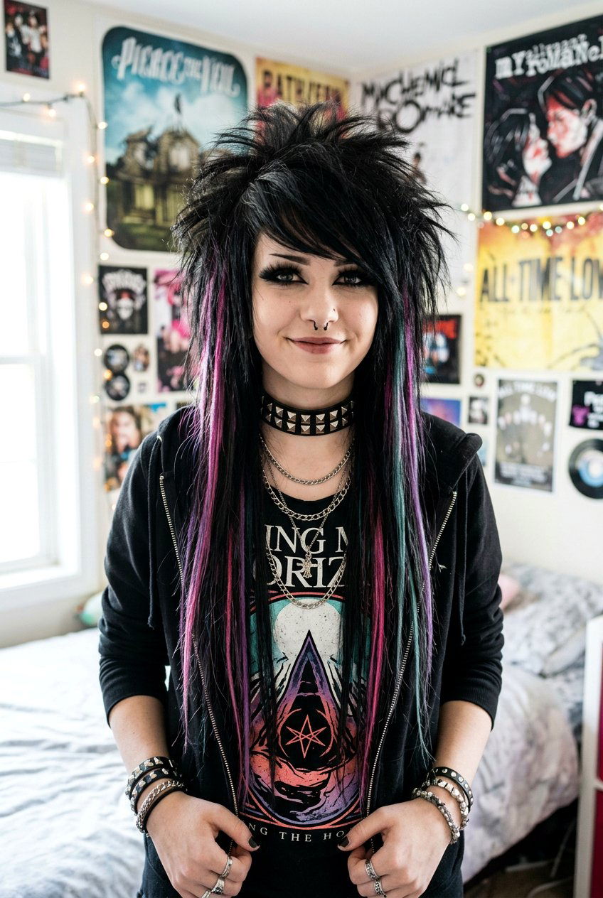 Scene Hair With Spiky Crown Layers - 20 scene layered haircut for girls - 20 scene layered haircut for girls