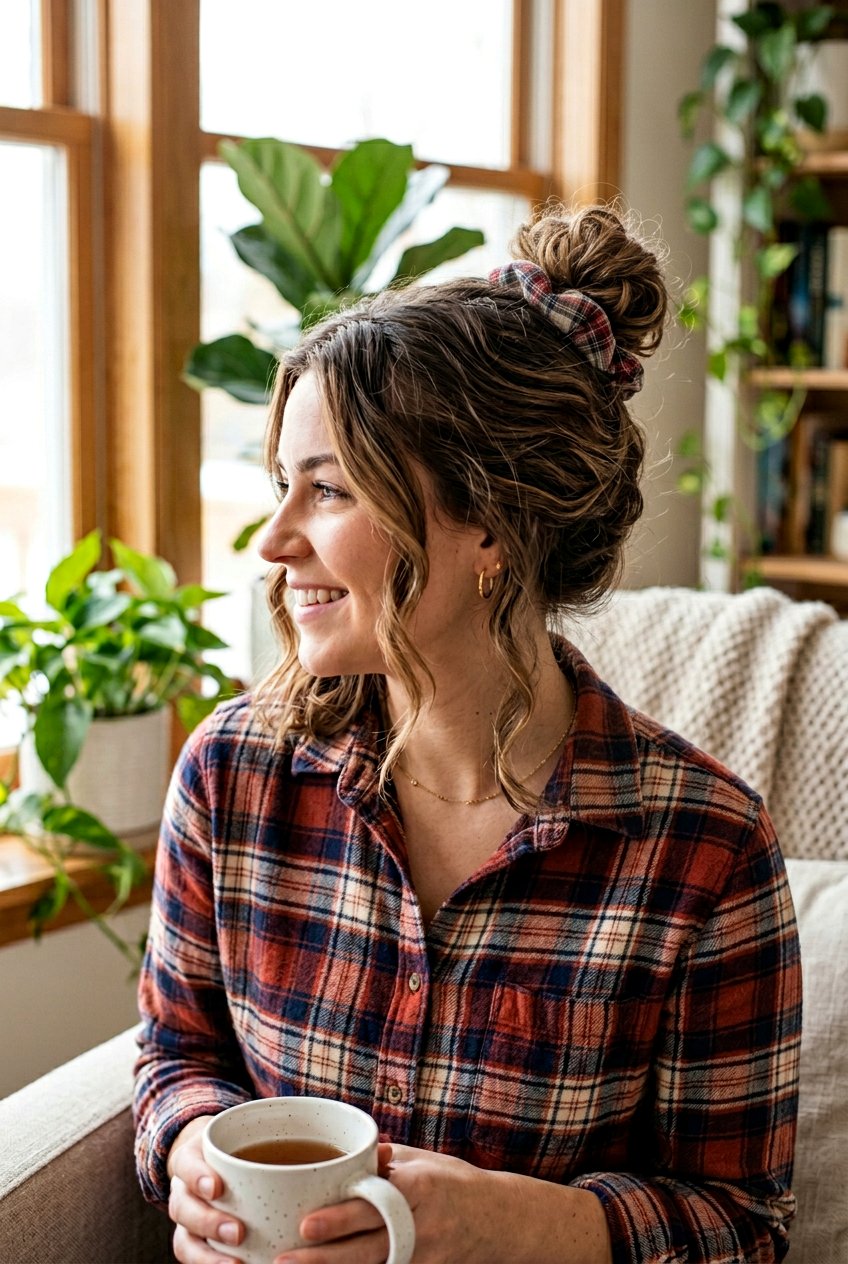 Scrunchie Bun Curls - 20 heatless curls for shoulder length hair - 20 heatless curls for shoulder length hair