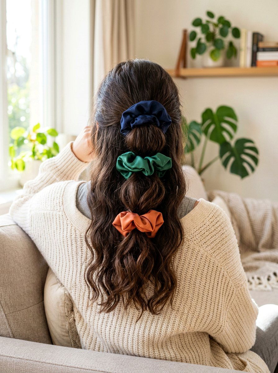 Scrunchie Bun Waves - 20 overnight curls without heat - 20 overnight curls without heat
