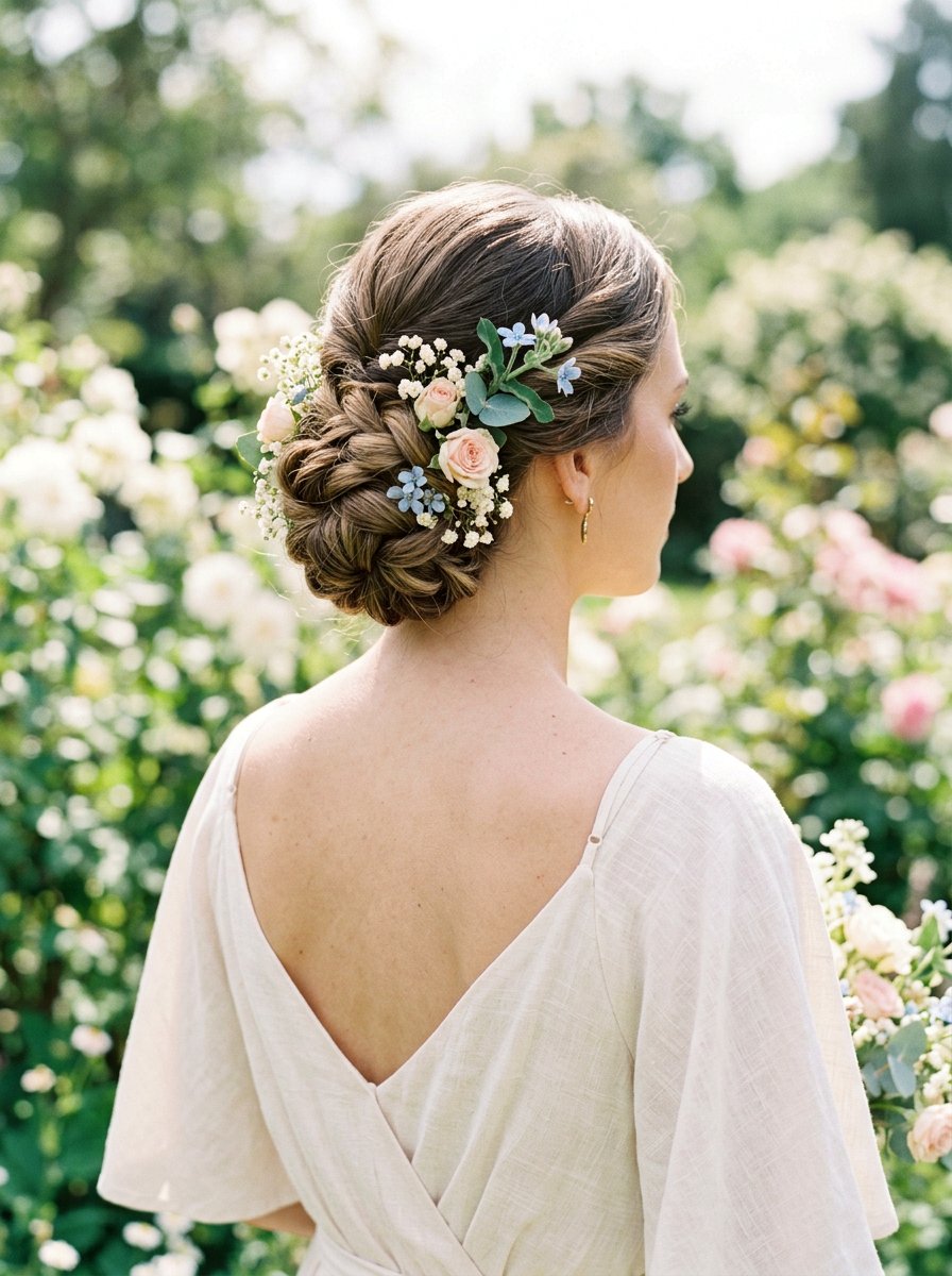 Sculpted Bun With Flowers - 20 sculpted bun hairstyle - 20 sculpted bun hairstyle