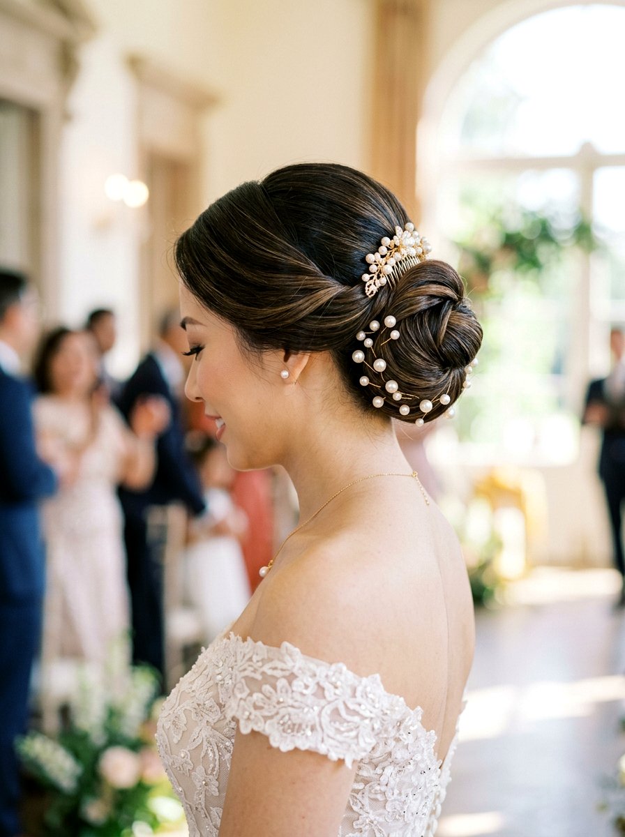 Sculpted Bun With Hair Accessories - 20 sculpted bun hairstyle - 20 sculpted bun hairstyle