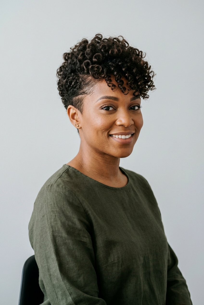 Sculpted Curly Pixie - 20 best haircut for natural curly hair - 20 best haircut for natural curly hair