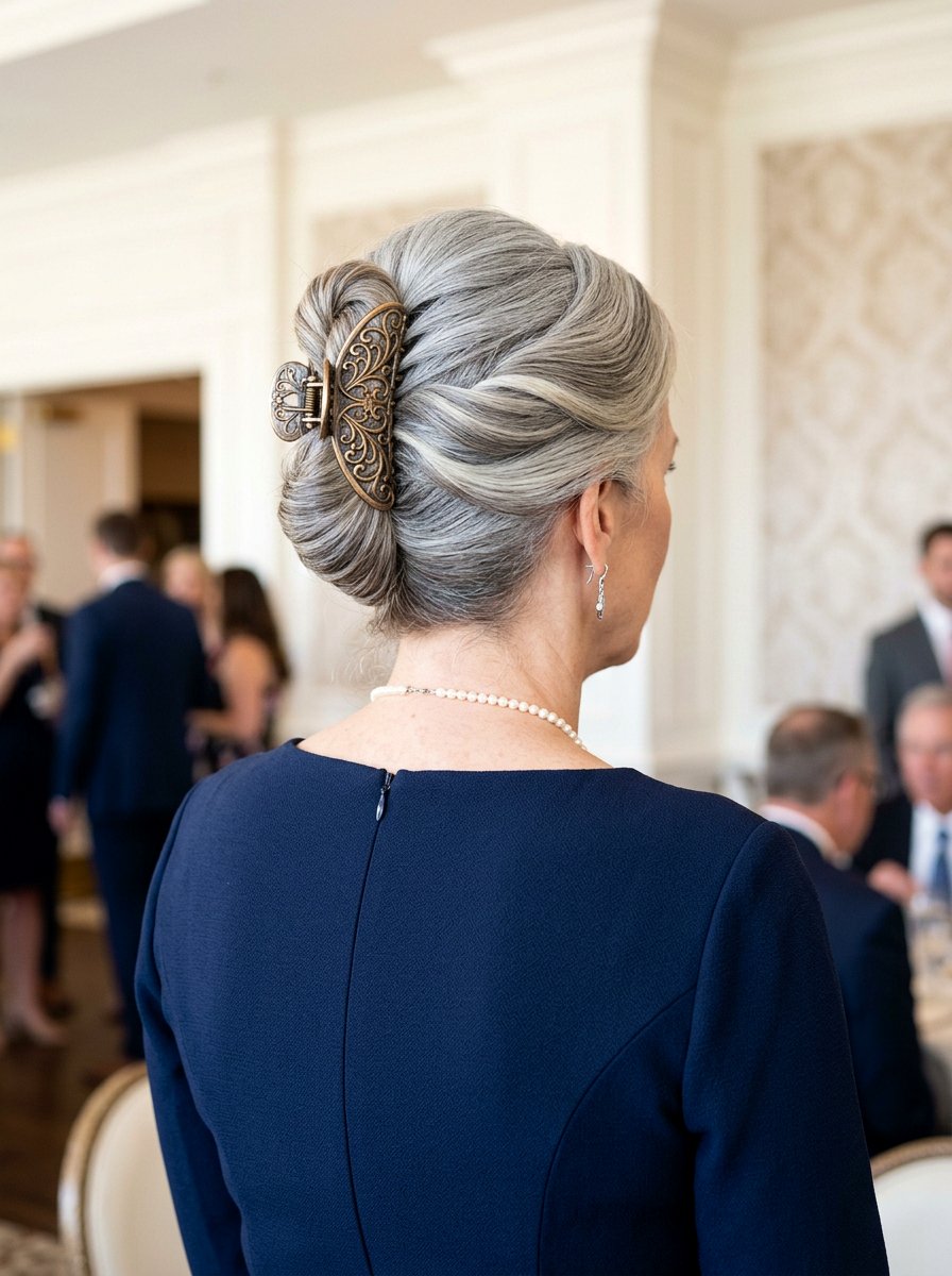 Sculpted Vintage Claw Clip Bun - 20 claw clip bun for mature women - 20 claw clip bun for mature women