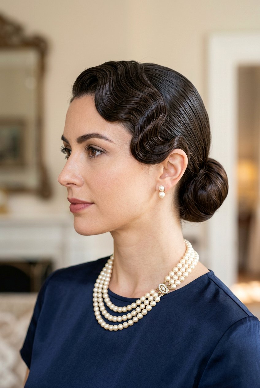 Sculpted Wave Slick Bun - 20 editorial slick bun hairstyle - 20 editorial slick bun hairstyle