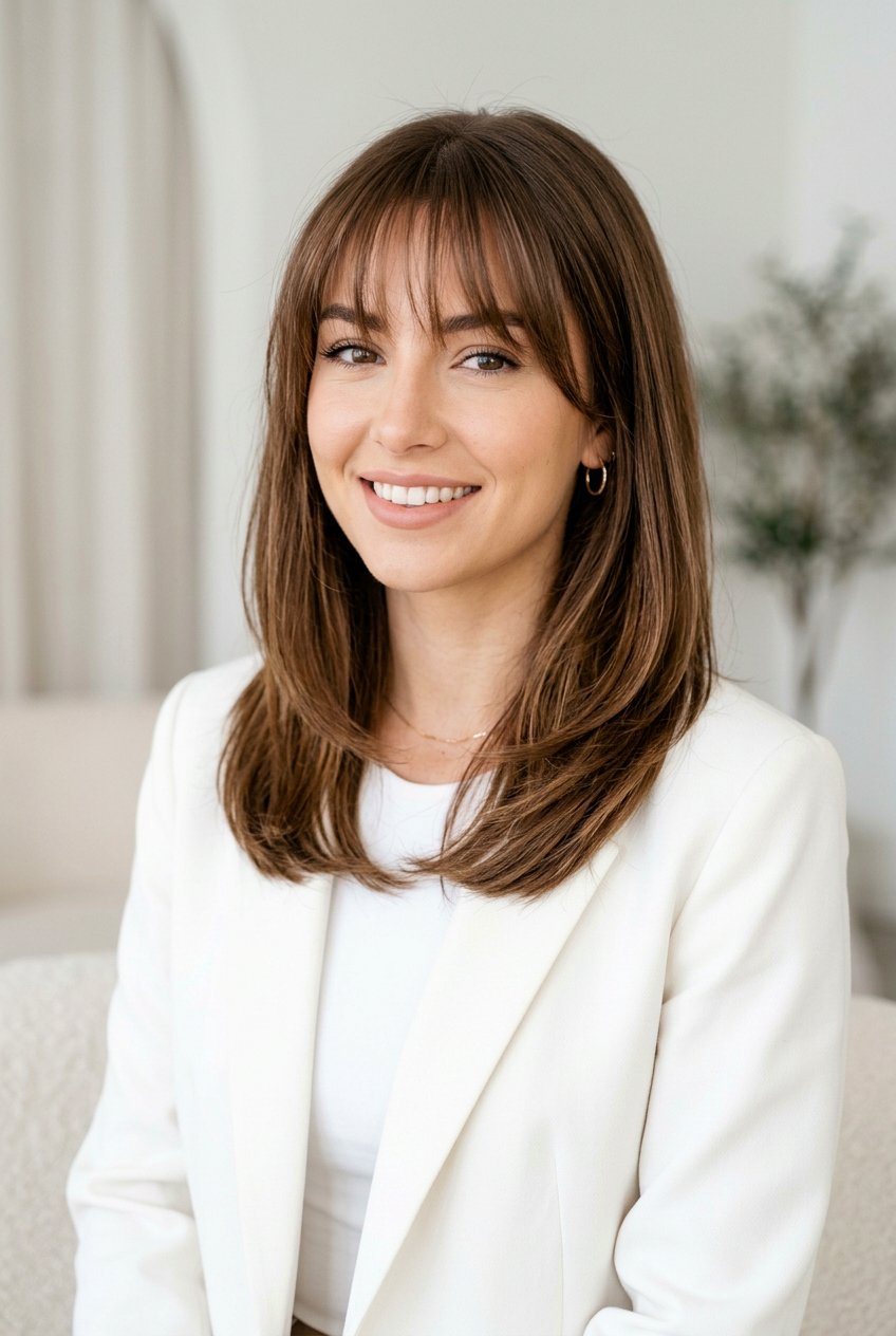 20 Head-Turning Long Layers with Wispy Bangs for Women