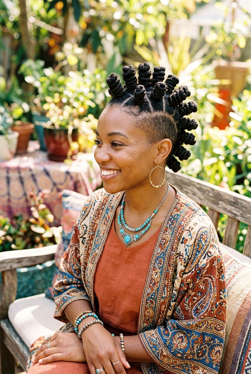Sectioned Mohawk With A Twist - 20 natural hair updo with twists - 20 natural hair updo with twists
