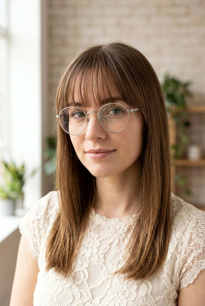 See Through Long Bangs - 20 long bangs for women with glasses - 20 long bangs for women with glasses