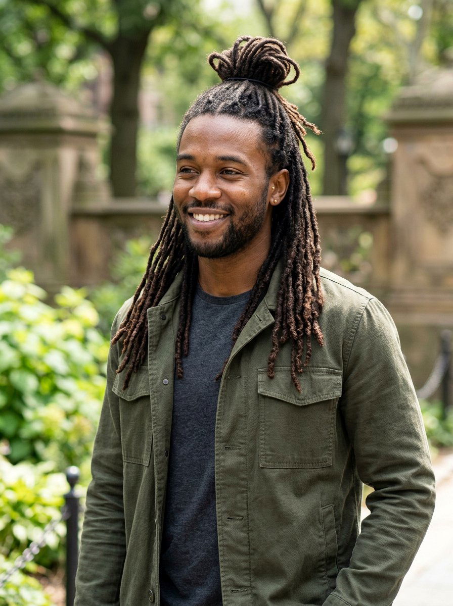 Semi Freeform Locs Half Up Half Down - 20 semi freeform loc styles men - 20 semi freeform loc styles men