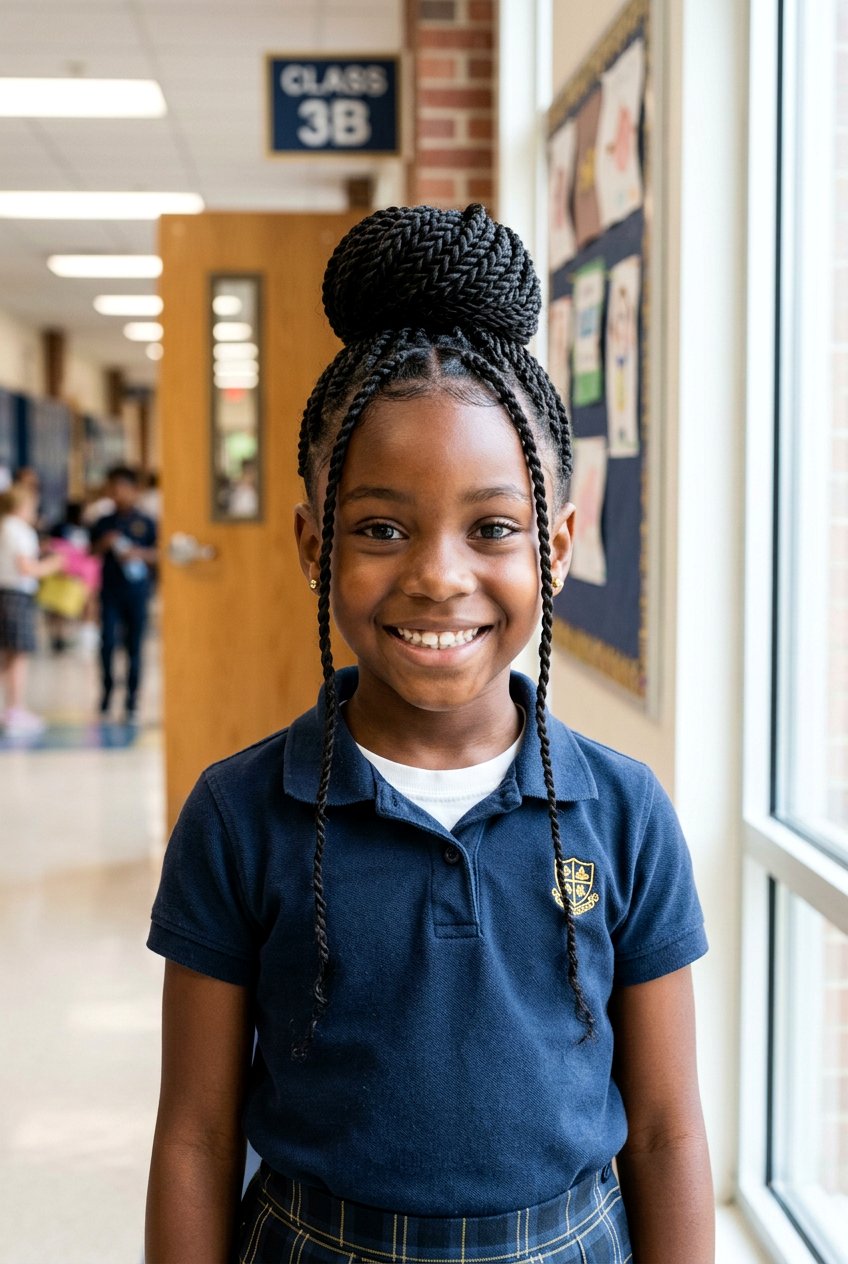 Senegalese Twist Bun for Little Girls - 20 twist braids for little girls - 20 twist braids for little girls