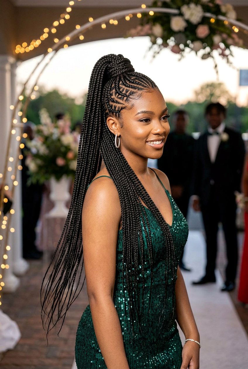 Senegalese Twist Low Chignon - 20 prom braid styles for black women - 20 prom braid styles for black women