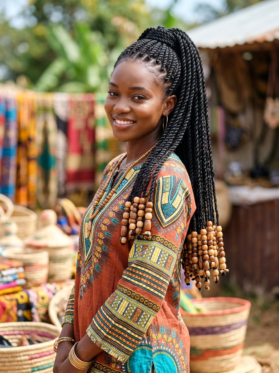 Senegalese Twist Ponytail With Beads - 20 senegalese twists ponytail - 20 senegalese twists ponytail