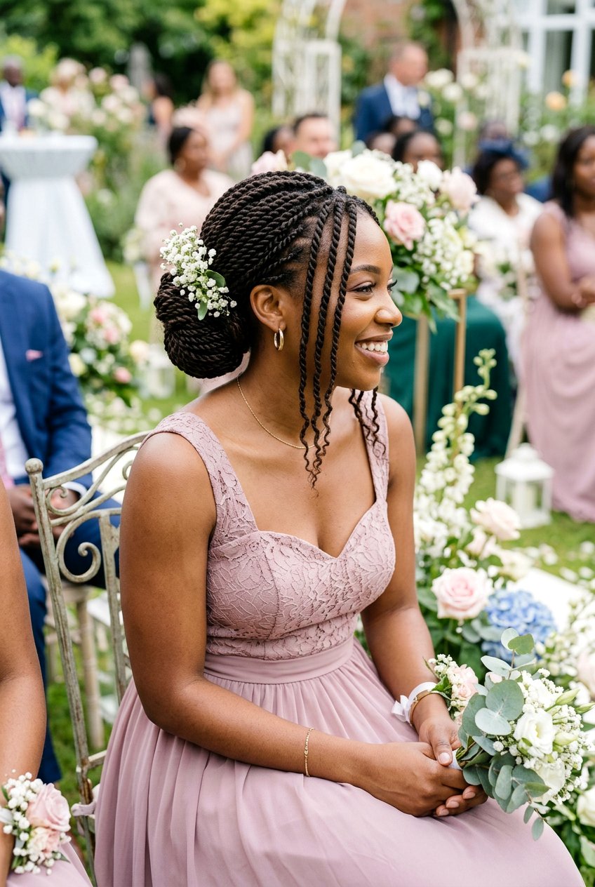 Senegalese Twist Updo for Bridesmaids - 20 bridesmaid hairstyles with braids - 20 bridesmaid hairstyles with braids