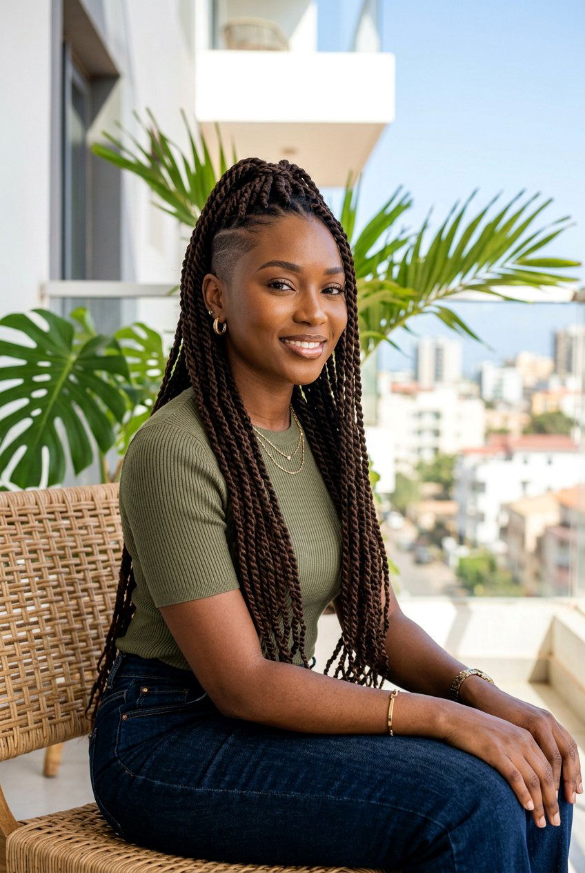 Senegalese Twists with Shaved Sides - 20 natural hairstyle with shaved sides - 20 natural hairstyle with shaved sides