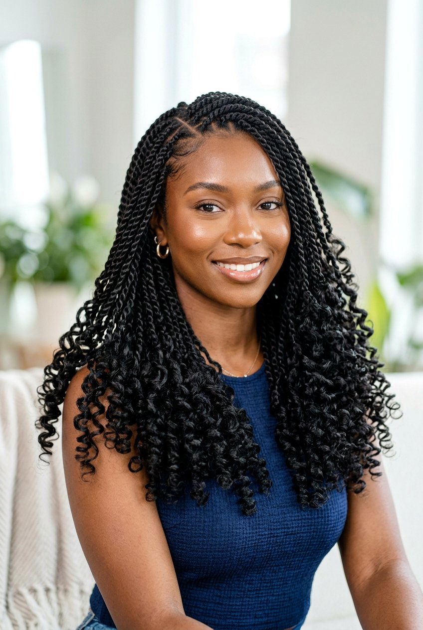 Senegalese twists with curly ends - 20 senegalese twists hairstyles - 20 senegalese twists hairstyles