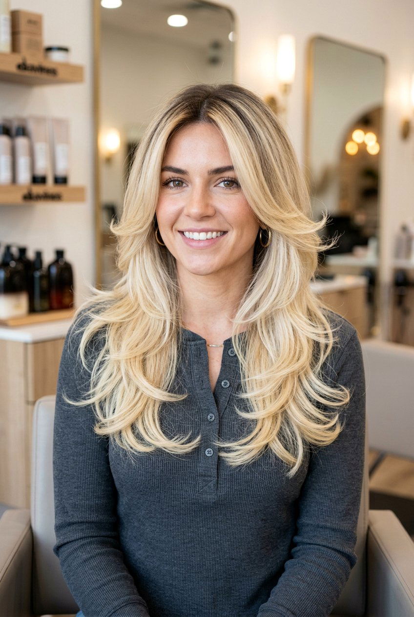 Shadow Root Blonde Butterfly Haircut - 20 hair color ideas for butterfly haircut - 20 hair color ideas for butterfly haircut