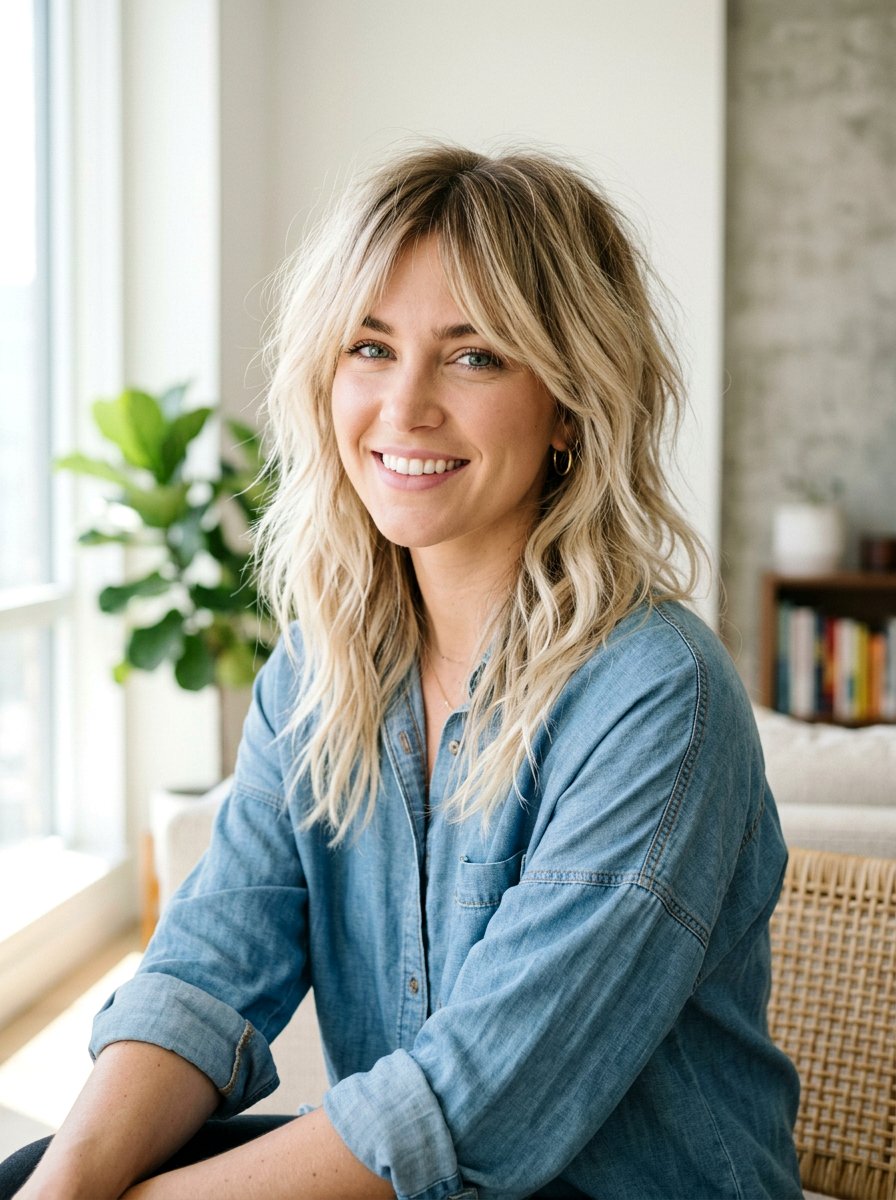 Shadow Root Blonde Shag Haircut - 20 salon color ideas for shag haircuts - 20 salon color ideas for shag haircuts