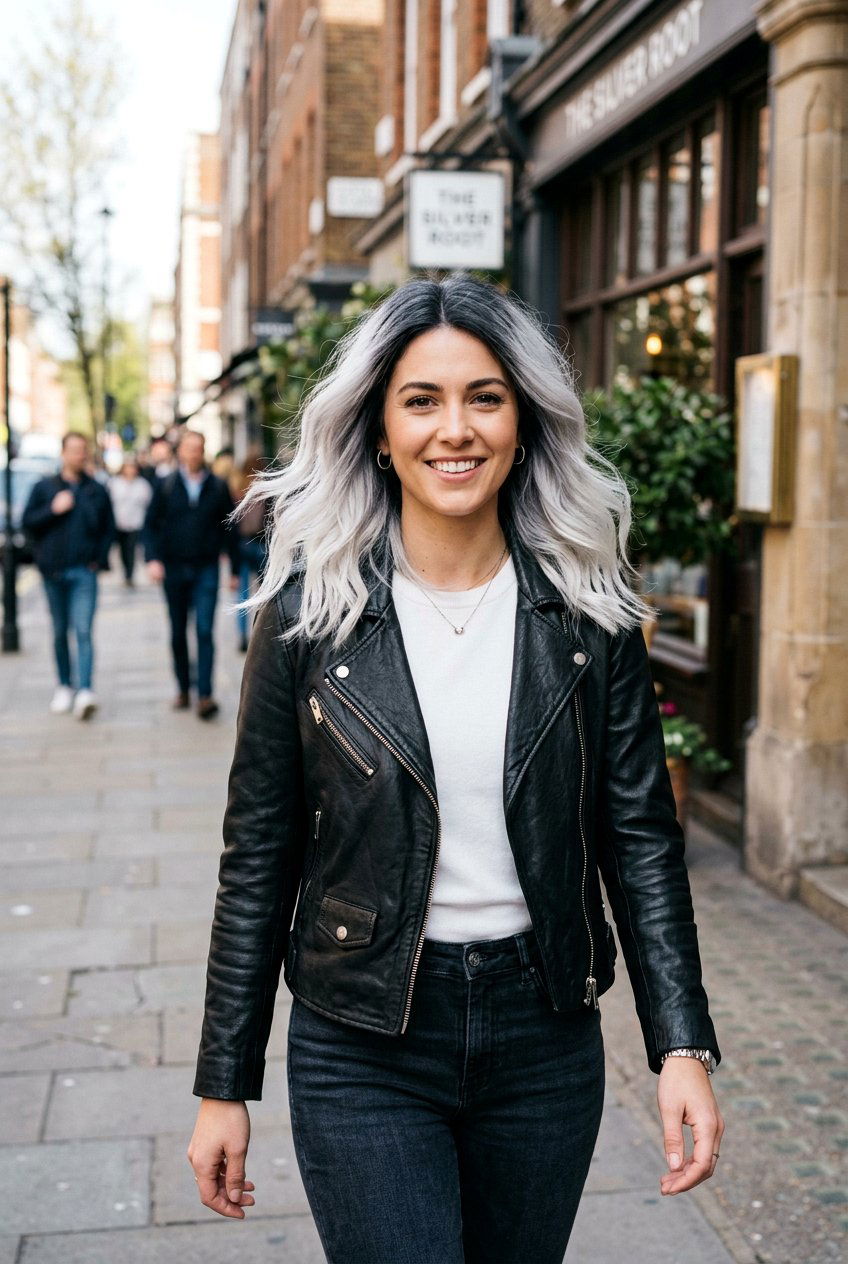 Shadow Root Silver Hair Look - 20 elegant gray blend hair color - 20 elegant gray blend hair color