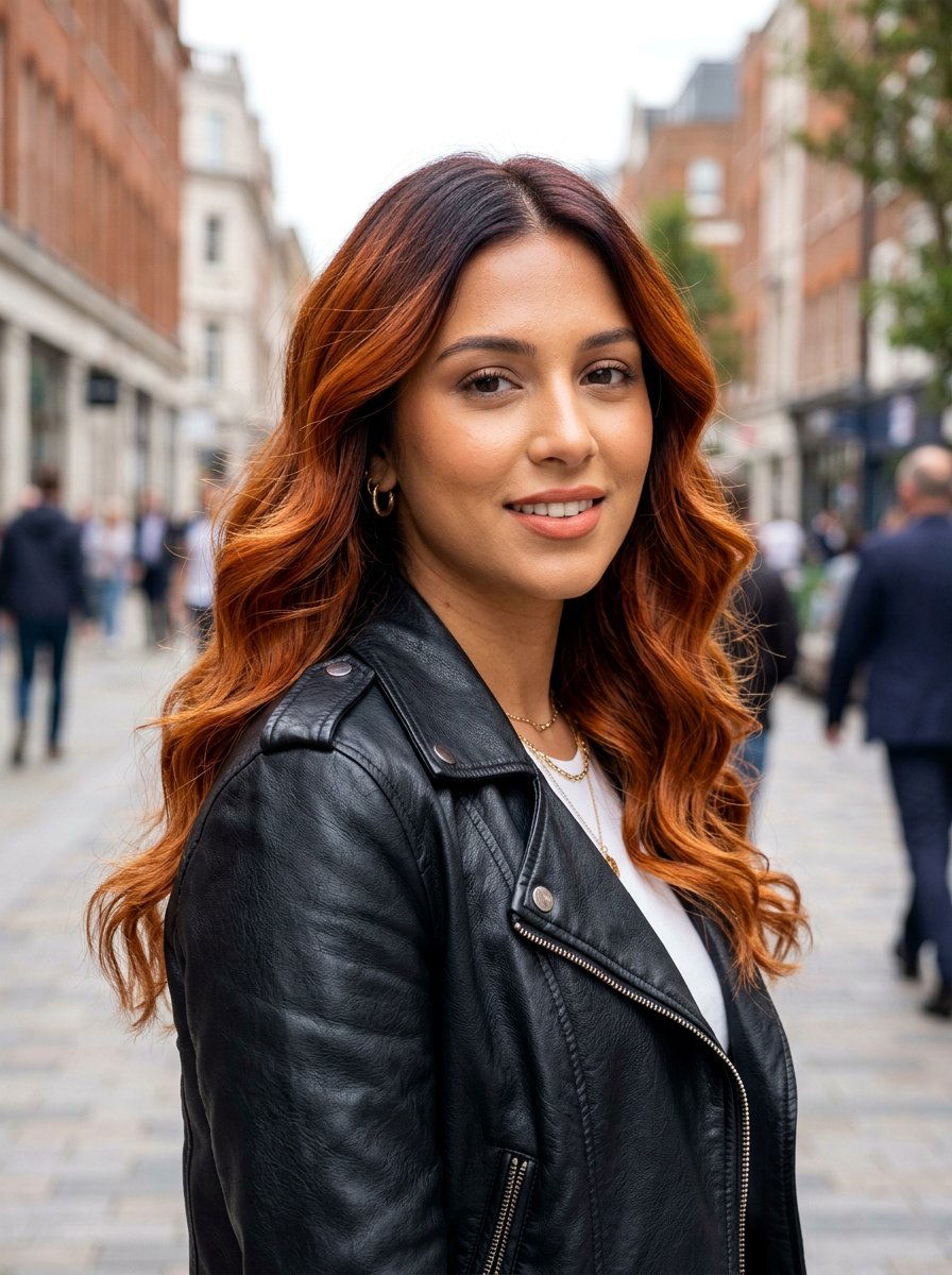 Shadow Rooted Copper Waves - 20 trendy copper hair color 2026 - 20 trendy copper hair color 2026