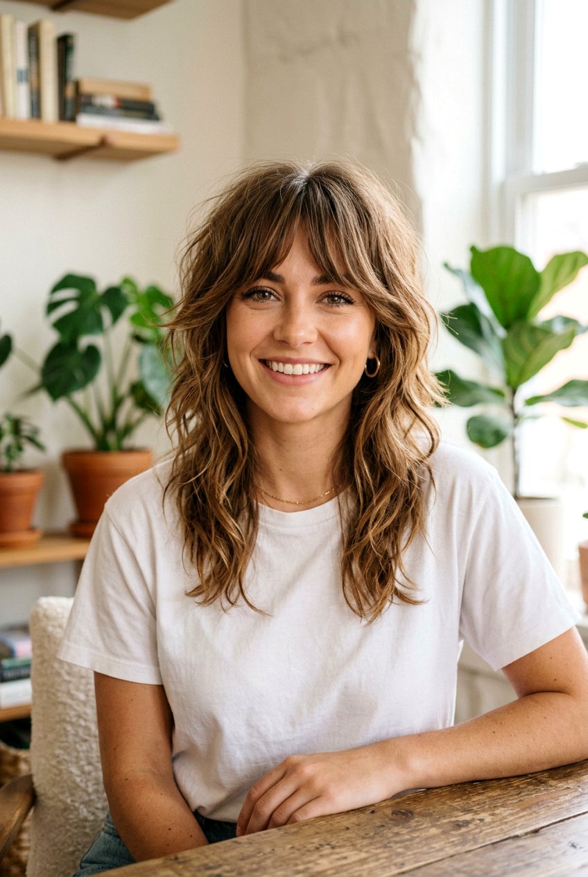 Shag Haircut With 70s Curtain Bangs - 20 70s curtain bangs hairstyle - 20 70s curtain bangs hairstyle