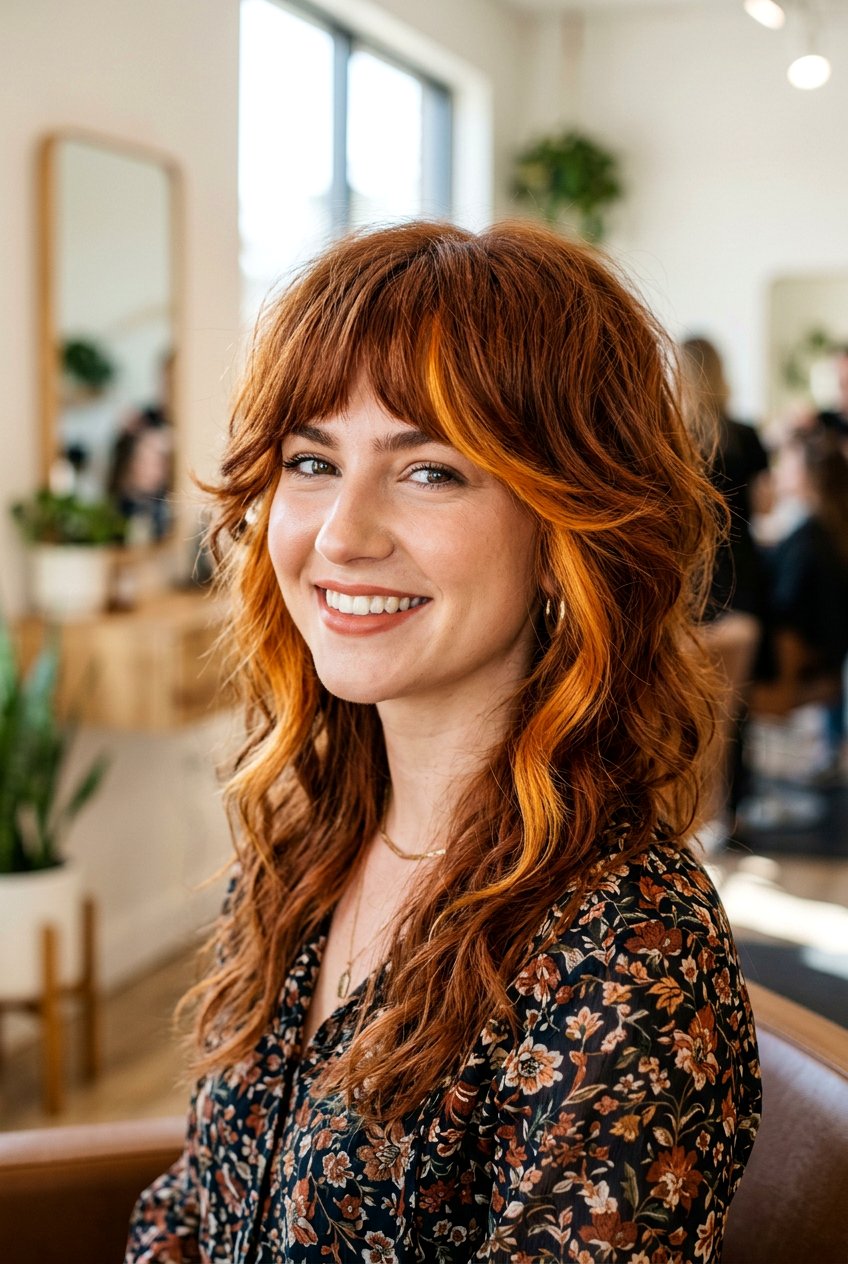 Shag Haircut With Copper Money Piece - 20 chunky copper front pieces - 20 chunky copper front pieces