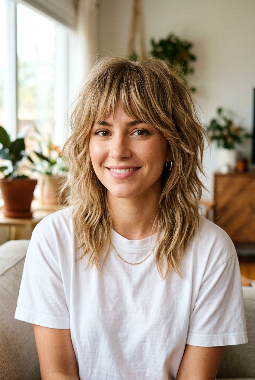 Shag Haircut With Textured Bangs - 20 alternative shag haircut women - 20 alternative shag haircut women