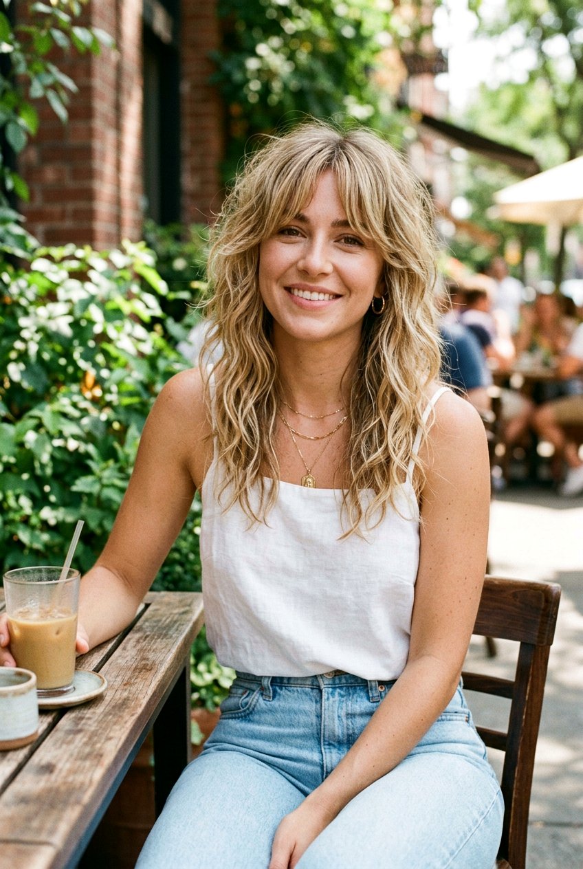 Shag Haircut with Curtain Bangs - 20 summer hairstyles for women - 20 summer hairstyles for women