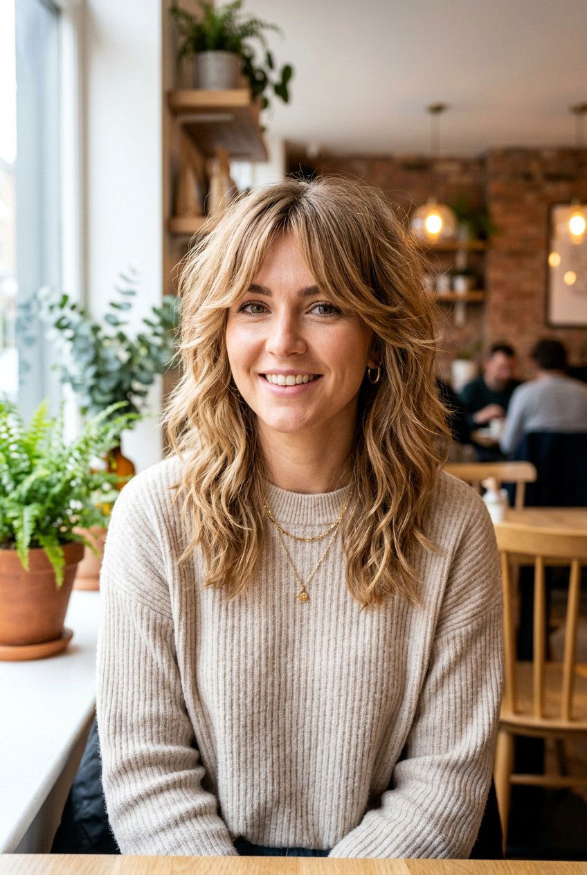 Shag Haircut with Curtain Bangs - 20 transformation haircut ideas - 20 transformation haircut ideas