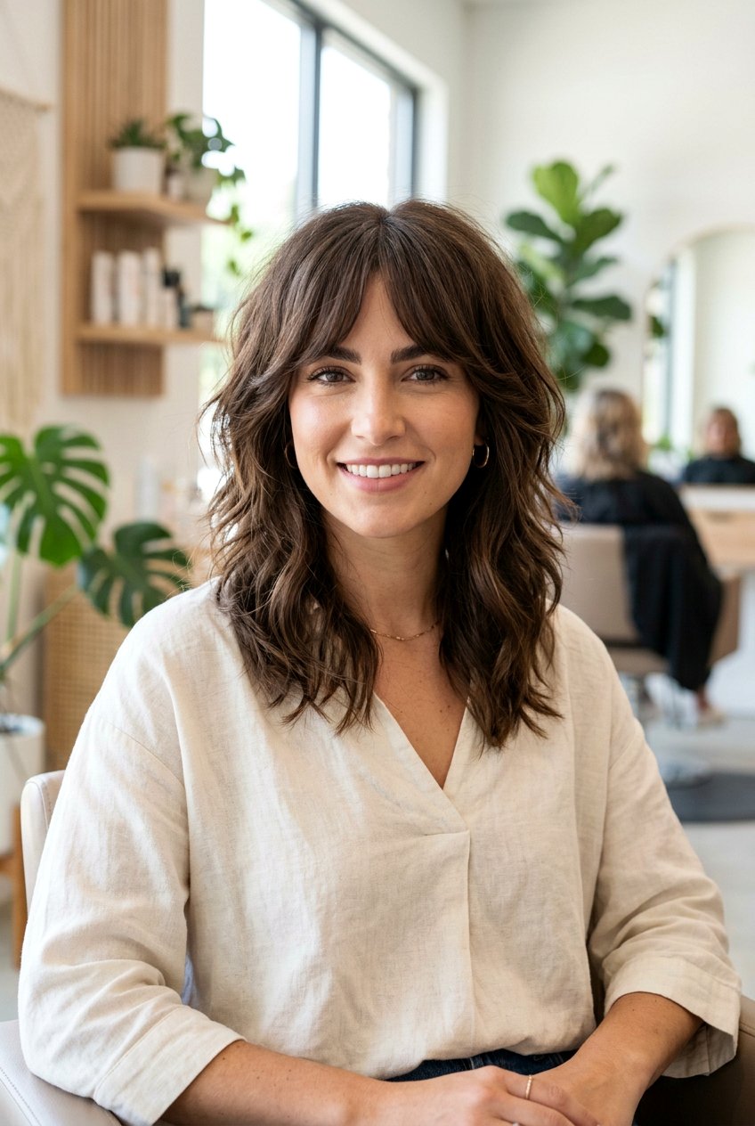 Shag Haircut with Curtain Bangs and Layers - 20 modern shag haircut - 20 modern shag haircut