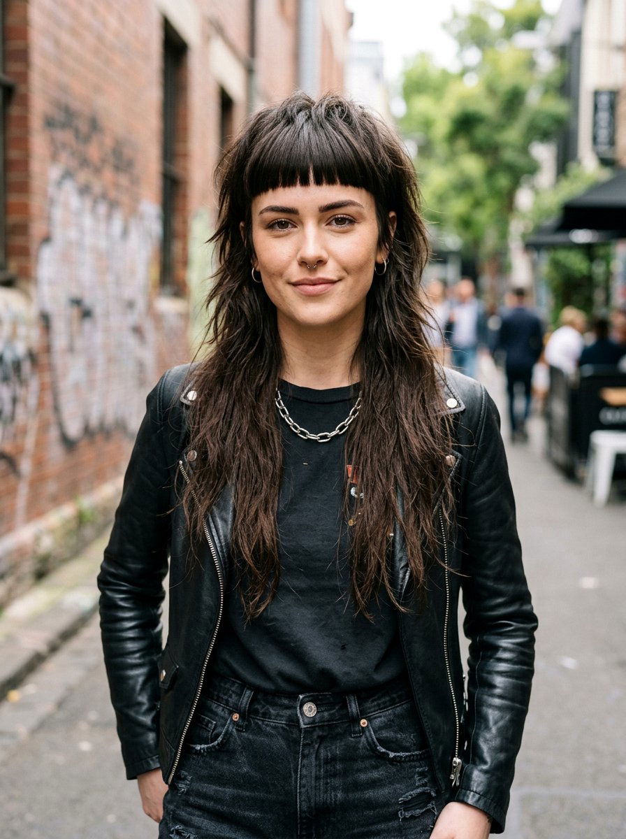 Shag Mullet with Blunt Bangs - 20 shag mullet haircut women - 20 shag mullet haircut women