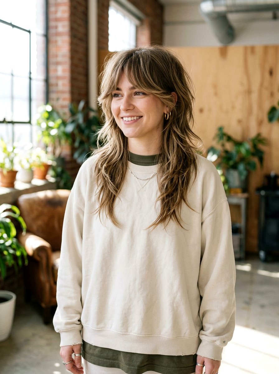 Shag Mullet with Curtain Bangs and Layers - 20 shag mullet haircut women - 20 shag mullet haircut women