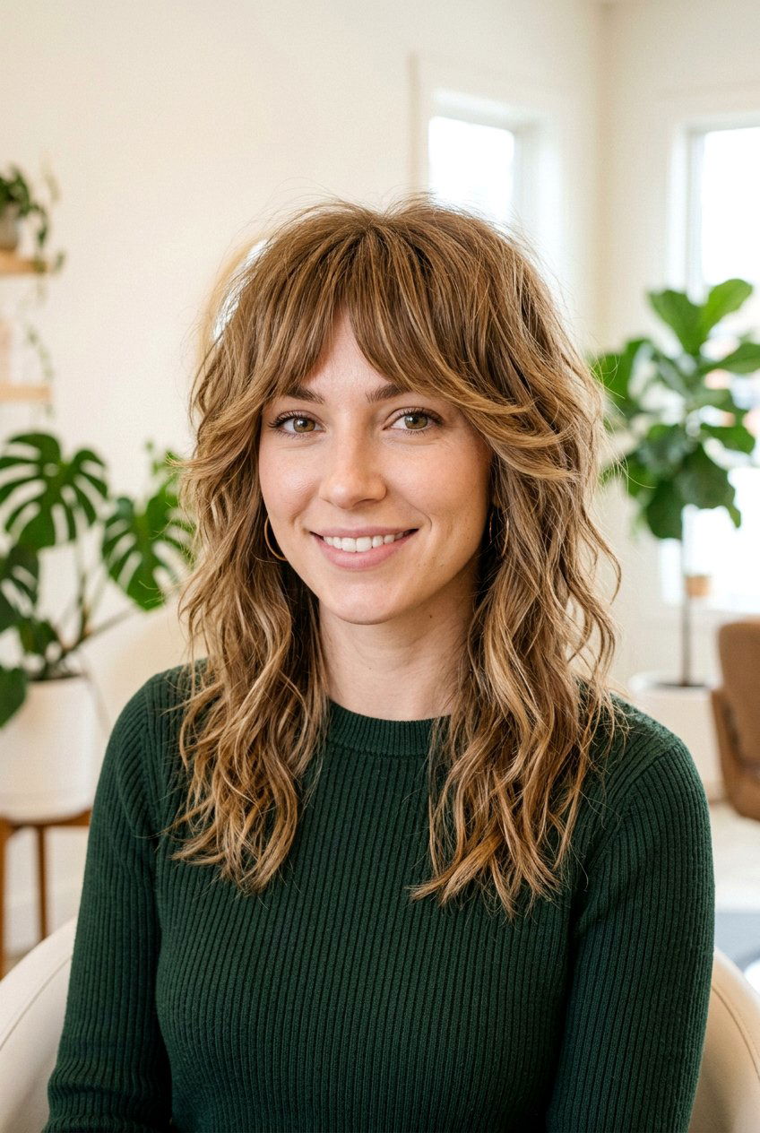 Shag With Bottleneck Bangs - 20 shaggy hairstyles for women - 20 shaggy hairstyles for women