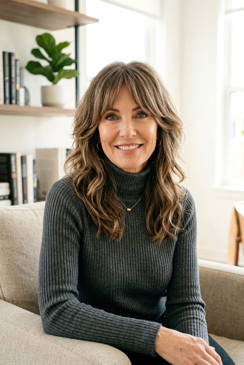 Shag With Curtain Bangs - 20 feathered shag for mature women - 20 feathered shag for mature women