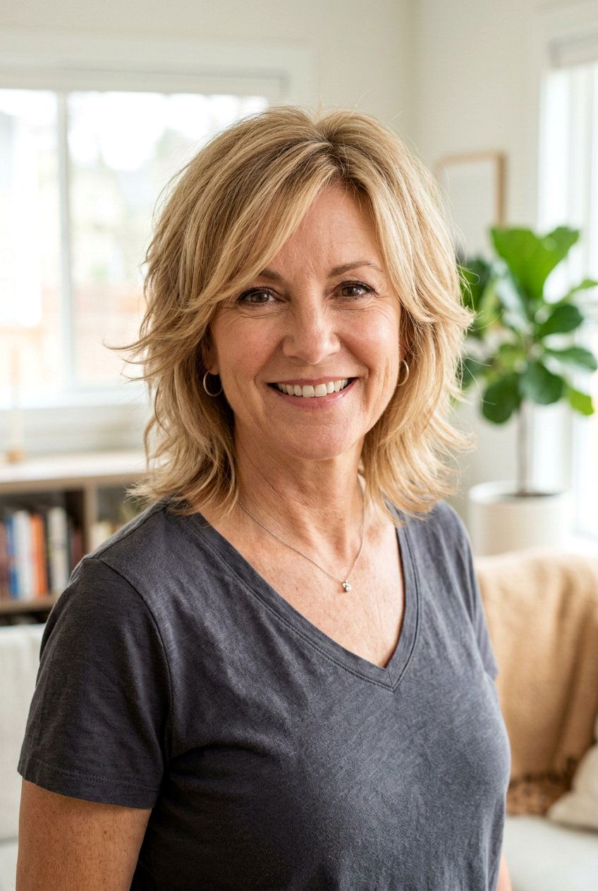 Shag With Face Framing Layers - 20 feathered shag for mature women - 20 feathered shag for mature women