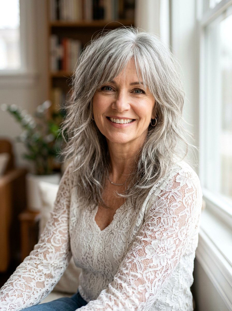 Shag With Wispy Layers - 20 shoulder length shag for women over 50 - 20 shoulder length shag for women over 50