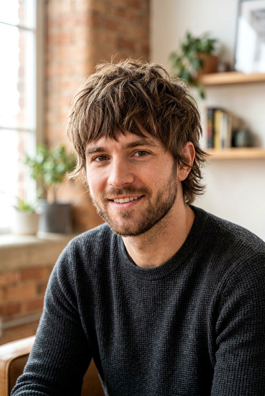 Shag with bangs - 20 shag haircut for men - 20 shag haircut for men