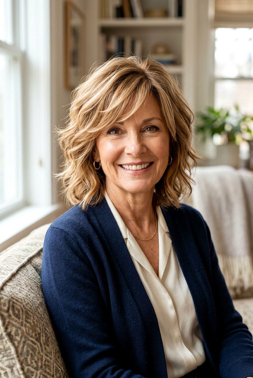 Shag with side swept bangs - 20 shag haircuts for older women - 20 shag haircuts for older women