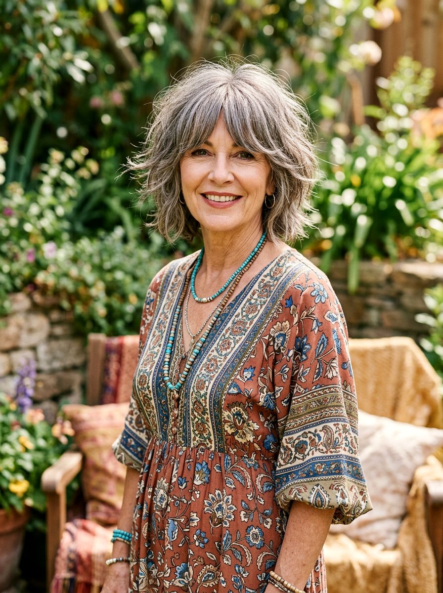 Shaggy Bob With Curtain Bangs - 20 layered bob with curtain bangs for women over 50 - 20 layered bob with curtain bangs for women over 50