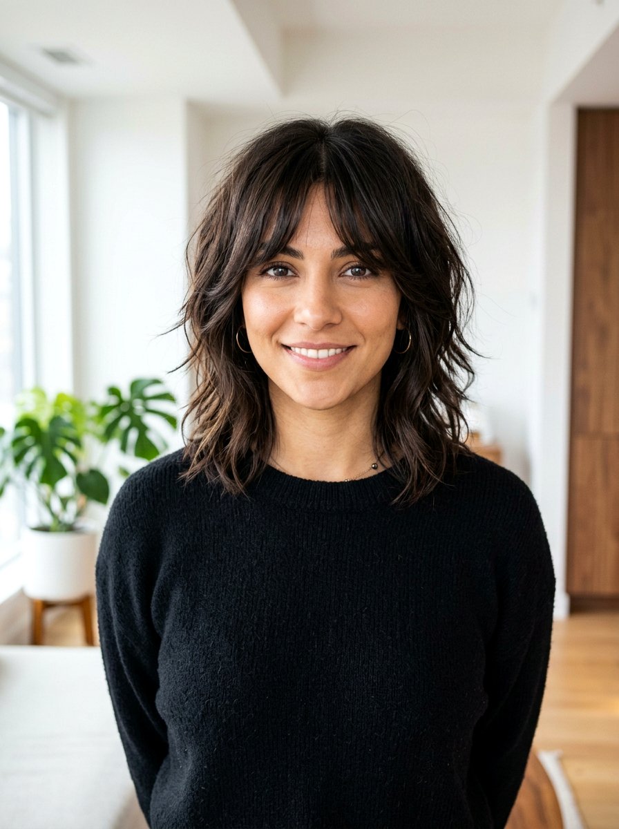 Shaggy Bob With Curtain Bangs - 20 soft goth haircut ideas - 20 soft goth haircut ideas