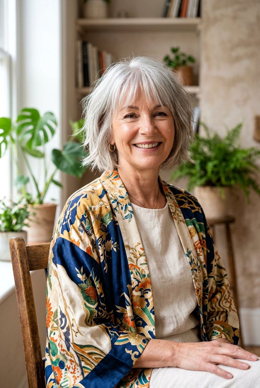 Shaggy Bob With Sliced Layers - 20 medium shag for women over 60 with bangs - 20 medium shag for women over 60 with bangs