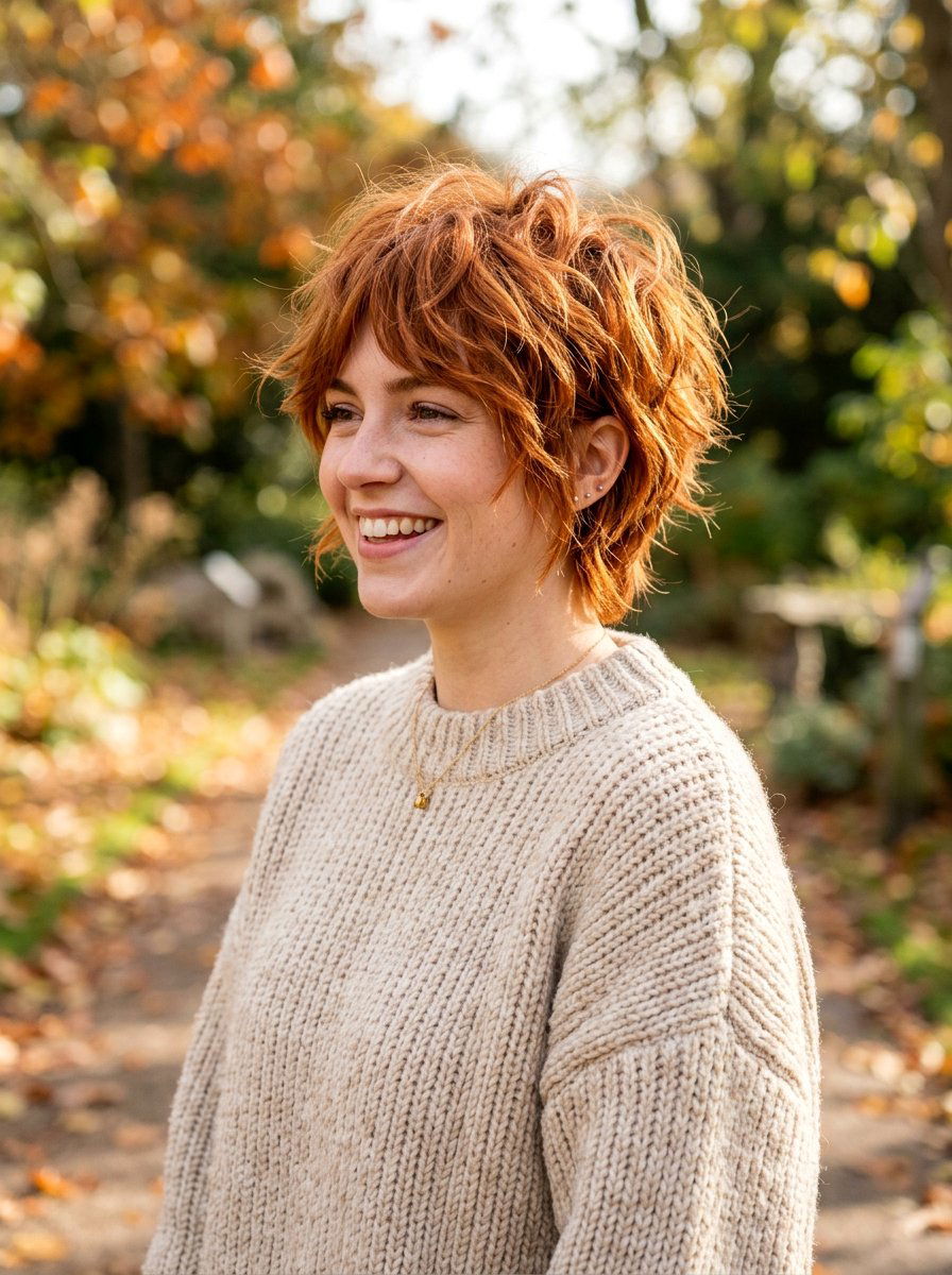 Shaggy Copper Pixie - 20 copper pixie hair color ideas - 20 copper pixie hair color ideas